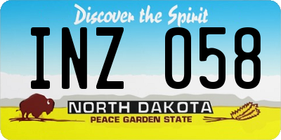 ND license plate INZ058