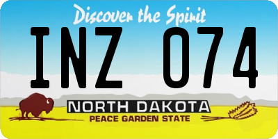 ND license plate INZ074