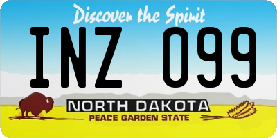 ND license plate INZ099
