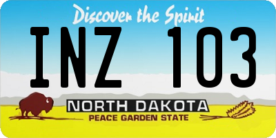 ND license plate INZ103