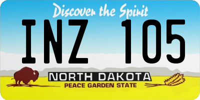 ND license plate INZ105