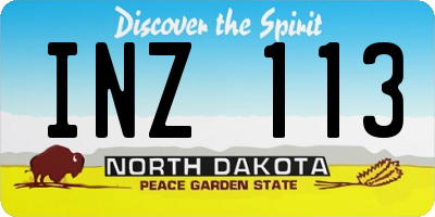 ND license plate INZ113