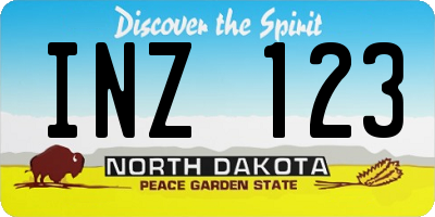 ND license plate INZ123