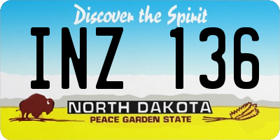 ND license plate INZ136
