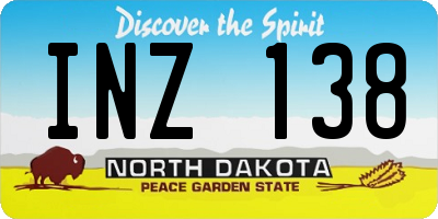ND license plate INZ138