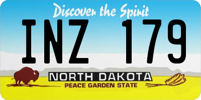 ND license plate INZ179