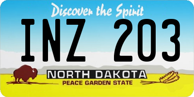 ND license plate INZ203