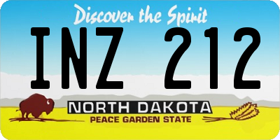 ND license plate INZ212