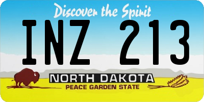ND license plate INZ213