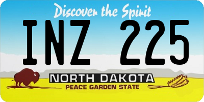 ND license plate INZ225