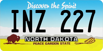 ND license plate INZ227