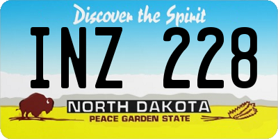 ND license plate INZ228