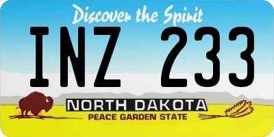 ND license plate INZ233