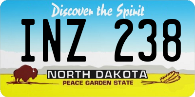 ND license plate INZ238