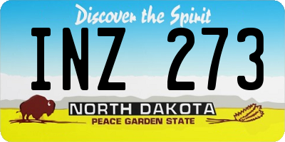 ND license plate INZ273