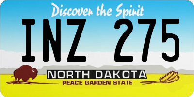 ND license plate INZ275