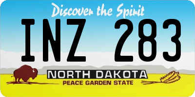 ND license plate INZ283