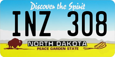 ND license plate INZ308
