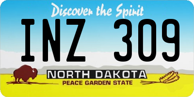 ND license plate INZ309