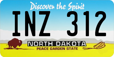 ND license plate INZ312