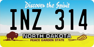ND license plate INZ314