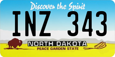 ND license plate INZ343