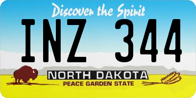 ND license plate INZ344