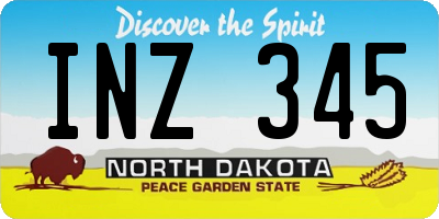 ND license plate INZ345
