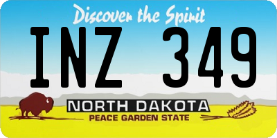 ND license plate INZ349