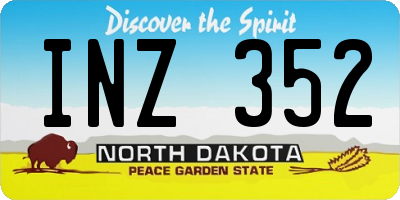 ND license plate INZ352