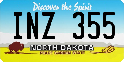 ND license plate INZ355
