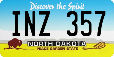 ND license plate INZ357