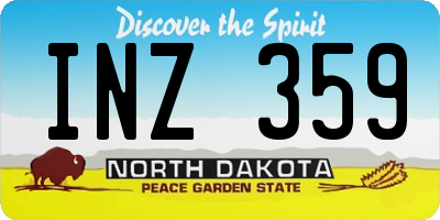 ND license plate INZ359