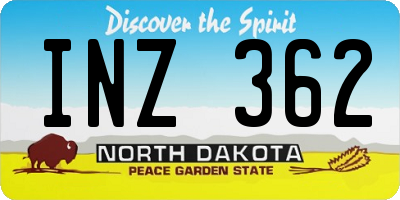 ND license plate INZ362