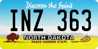 ND license plate INZ363