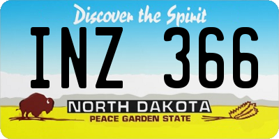 ND license plate INZ366