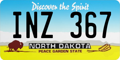 ND license plate INZ367