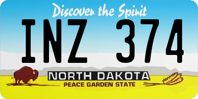 ND license plate INZ374