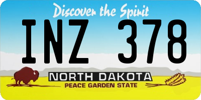 ND license plate INZ378