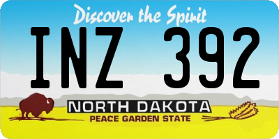 ND license plate INZ392