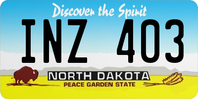 ND license plate INZ403