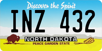 ND license plate INZ432