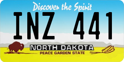 ND license plate INZ441