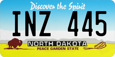 ND license plate INZ445