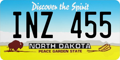 ND license plate INZ455
