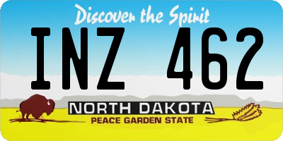 ND license plate INZ462