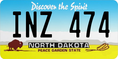 ND license plate INZ474