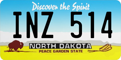 ND license plate INZ514