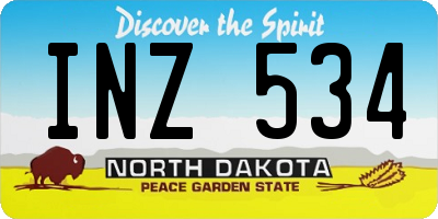 ND license plate INZ534