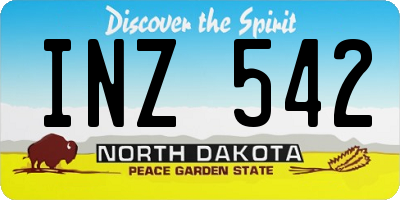 ND license plate INZ542